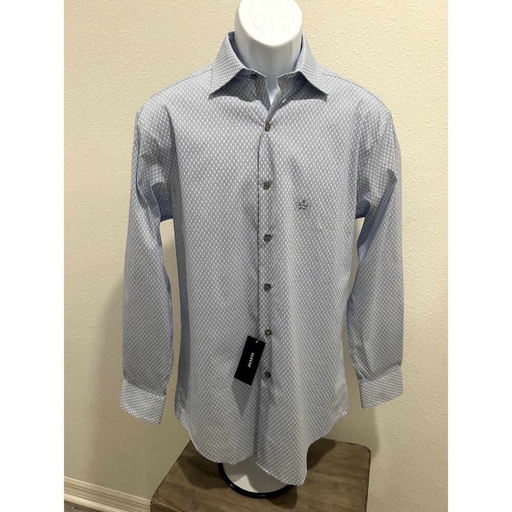 Alfani Mens Regular Fit Shirt Blue White Small / Neck 14 - 14.5 / Sleeve 32/33